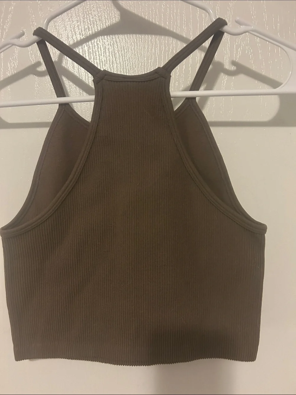 Love Tree Ribbed Racerback Crop Tank in Brown - Picture 3 of 3